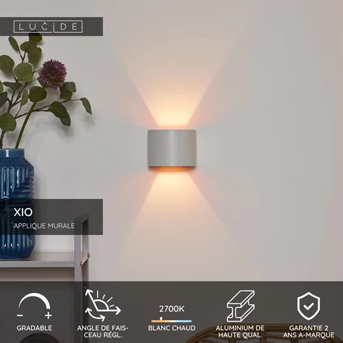 Lucide XIO - Applique murale - LED Dim. - G9 - 1x3,5W 2700K - Angle du faisceau réglable - Blanc - USP